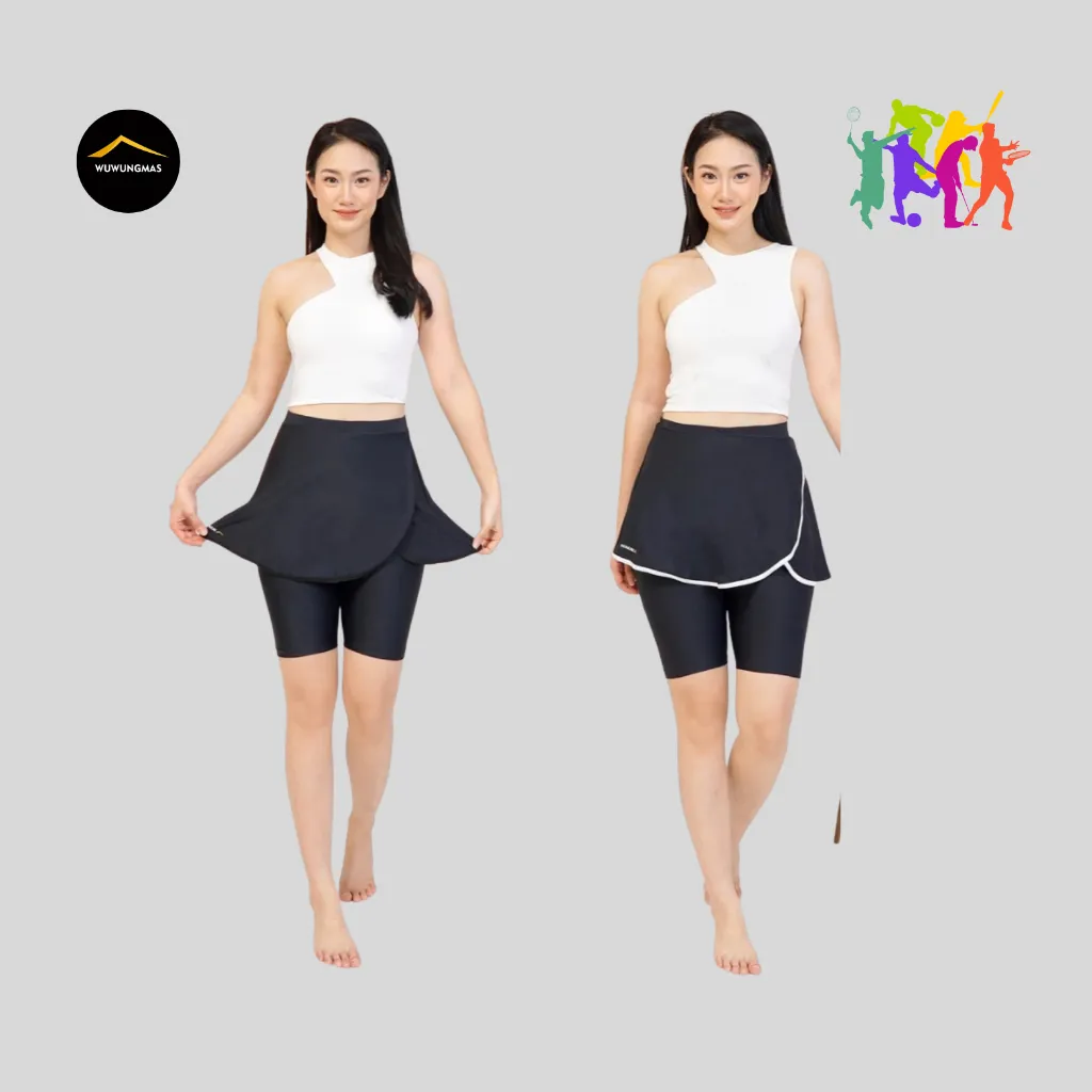 WUWUNGMAS - Celana Legging Rok Olahraga Wanita Jogging Tennis Padel Badminton Gym Pilates Yoga Running Hyrox Senam Zumba