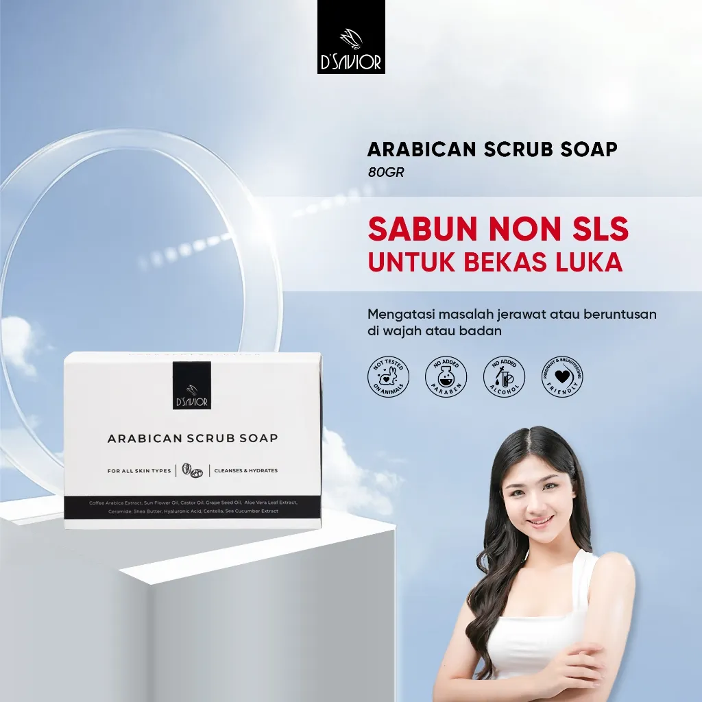 D'SAVIOR - Arabican Scrup Soap 80gr | Sabun Non LSL Untuk Bekas Luka & Jerawat |