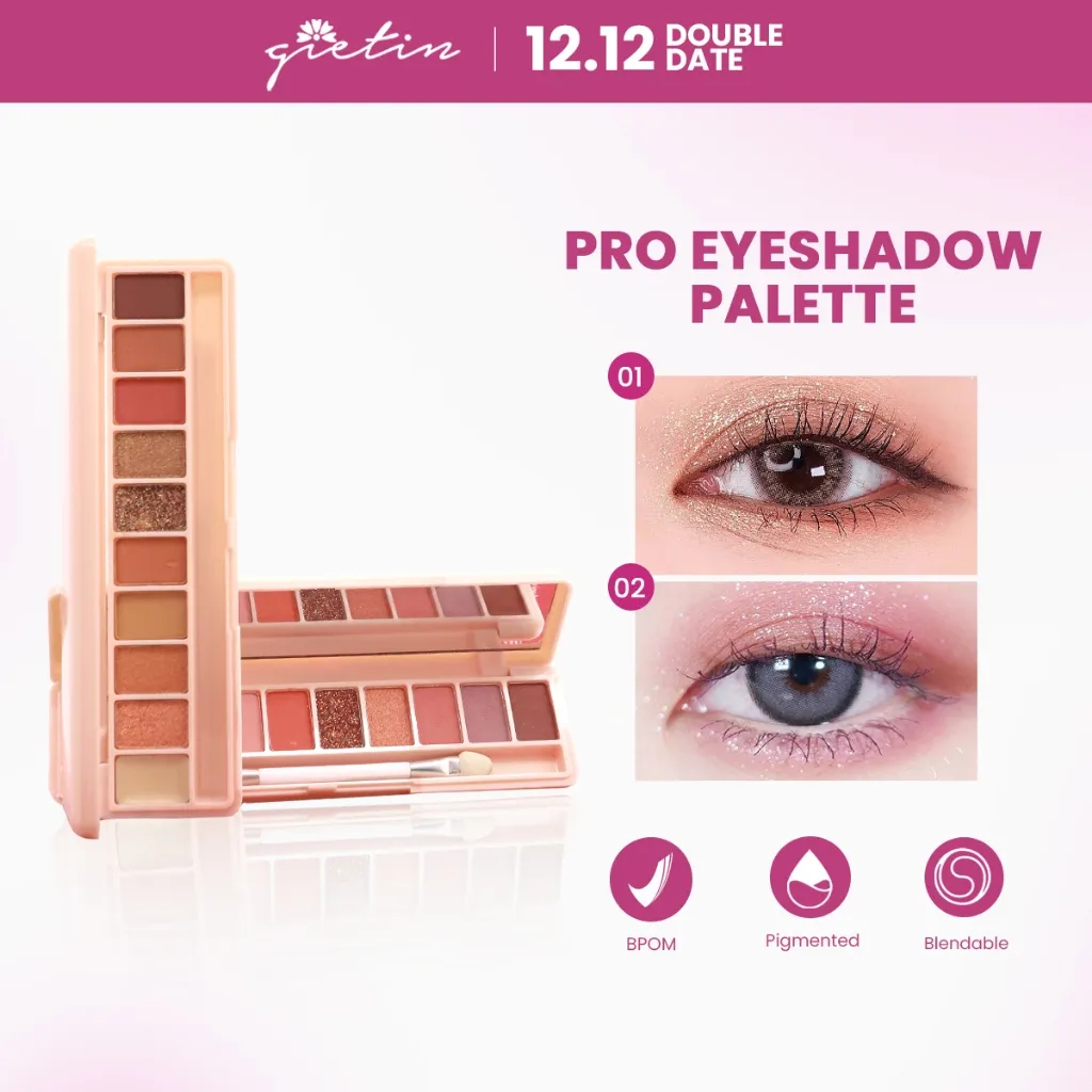 Gietin Pro Eyeshadow Palette Pigmented Soft GT10 | EYESHADOW 10 WARNA PIGMENTED