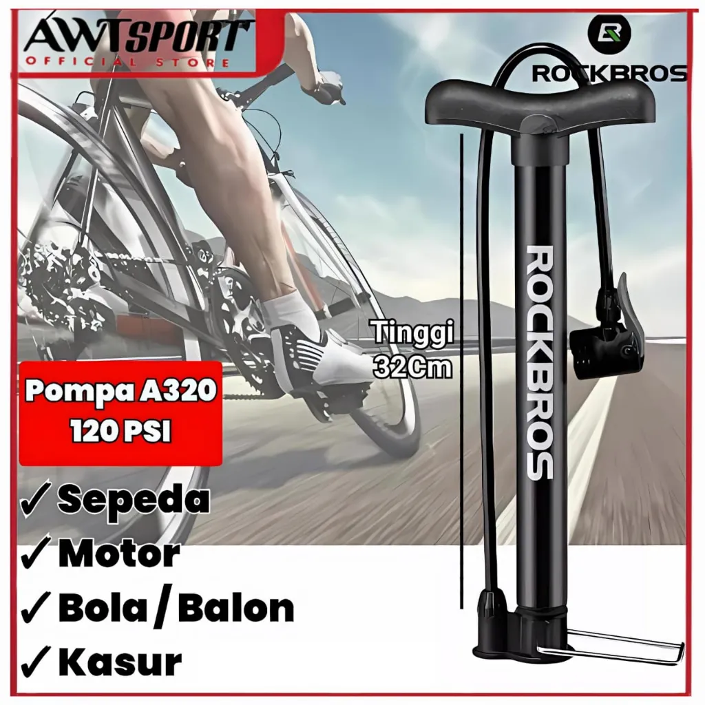 ROCKBROS Pompa Ban Motor Sepeda A320 Bike Air Pump Portable 120 Psi