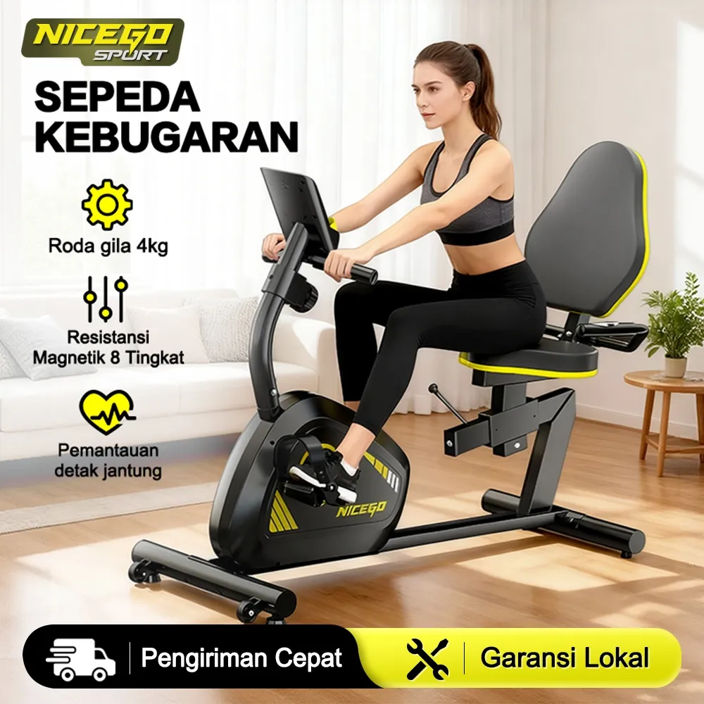 NICEGO SPORT Sepeda Statis Terapi Recumbent Bike Exercise Bike 4kg Roda Gila Alat Fitness