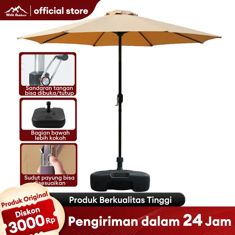 WTHB Outdoor  Tenda Payung Payung Jualan 270CM Pantai Outdoor Umbrella UV Perlindungan Kain
