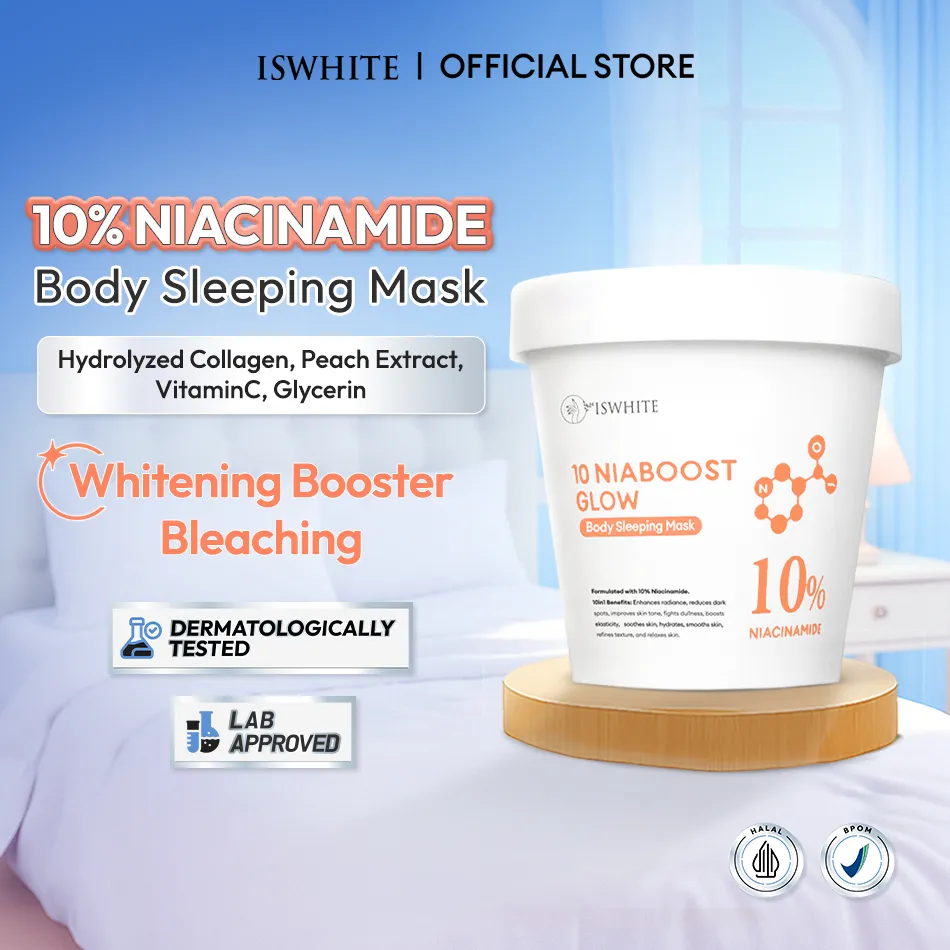 [ BODY CARE VIRAL ] ISWHITE 10 Niaboost Glow Sleeping Body Mask 150g Body Mask Iswhite Masker Badan Pencerah Tubuh Perawatan Tubuh Body Bleaching Body Care Whitening Glowing Body Masker Body Whitening Body Brightening Bleaching Badan Bodycare Pemuth Badan