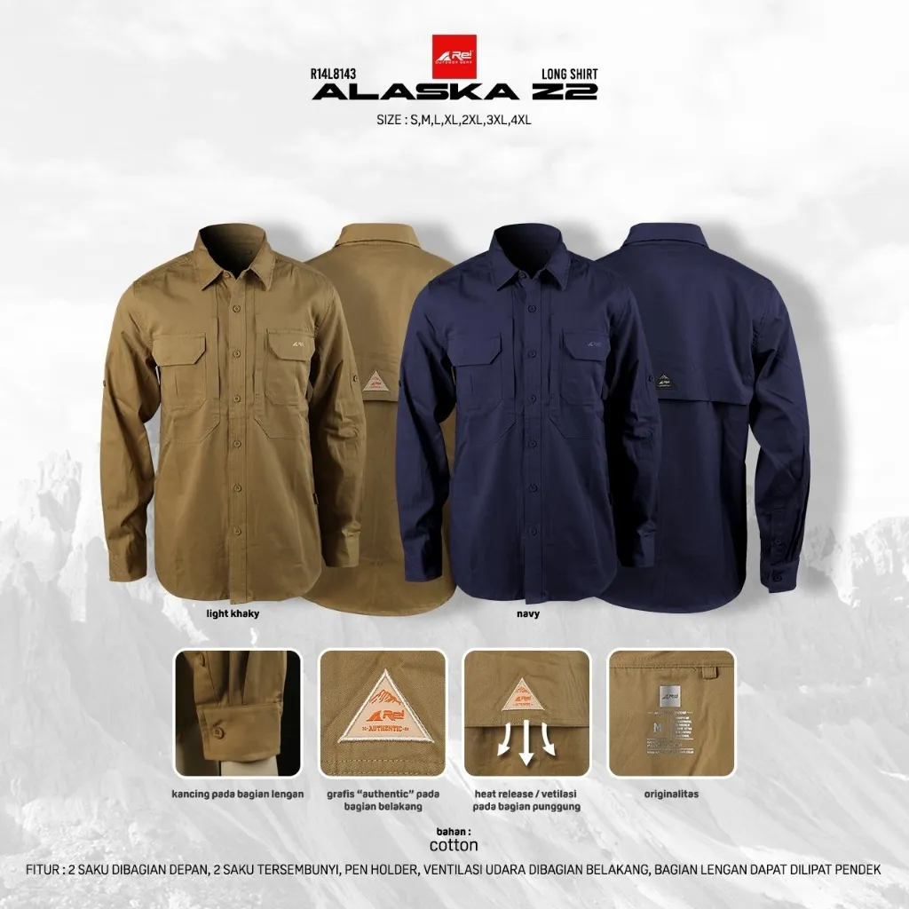 Kemeja Lengan Panjang Pria Alaska Z2 Arei Outdoorgear