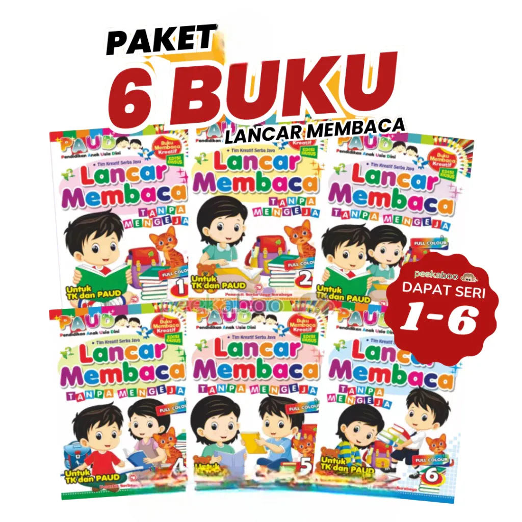 Dirakids Toys 1 Paket Buku Lancar Membaca Tanpa Mengeja Isi 6 Jilid Full Collor Untuk Anak