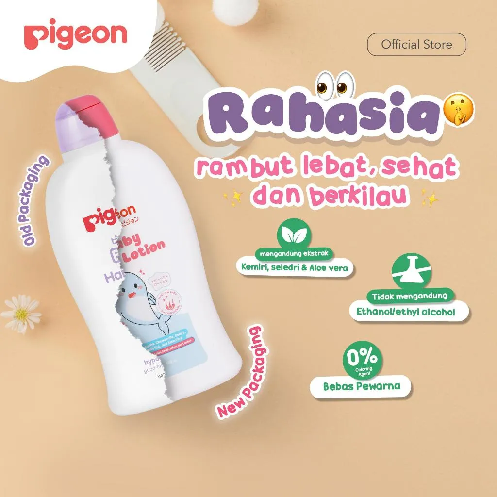 PIGEON Baby Hair Lotion - New |  Losion Rambut Bayi | Hypoallergenic Tested| Tanpa Pewarna | Halal BPOM Original 100%