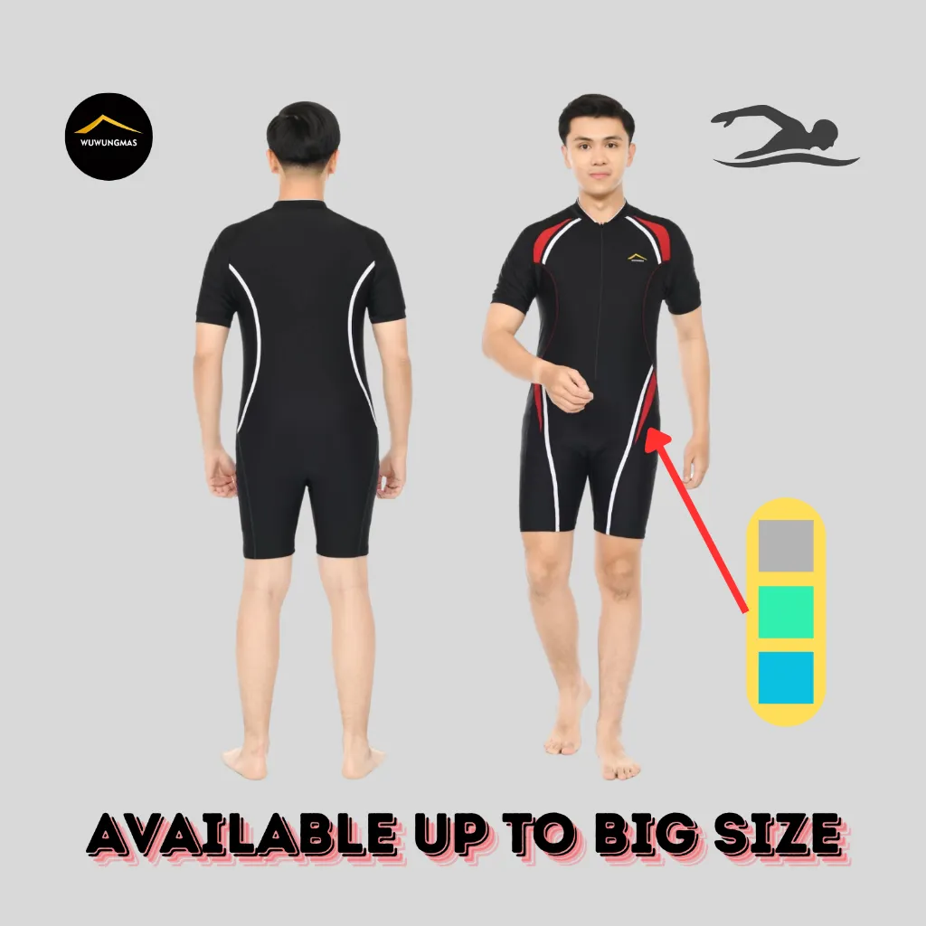 WUWUNGMAS - BAJU RENANG PRIA DIVING PENDEK REMAJA SAMPAI DEWASA BIG SIZE JUMBO QUICK DRY ANTI UV SPANDEX LYCRA PREMIUM