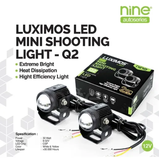 LUXIMOS Lampu Tembak Sorot Motor 32Wat Mini D2 Laser 2 Warna Putih Kuning Super Terang Waterproof Q2