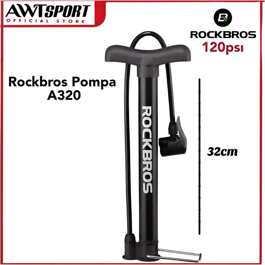 ROCKBROS Pompa Ban Sepeda MTB Roadbike Bola Motor A320 120 Psi Pump Lipat Pentil Besar Kecil