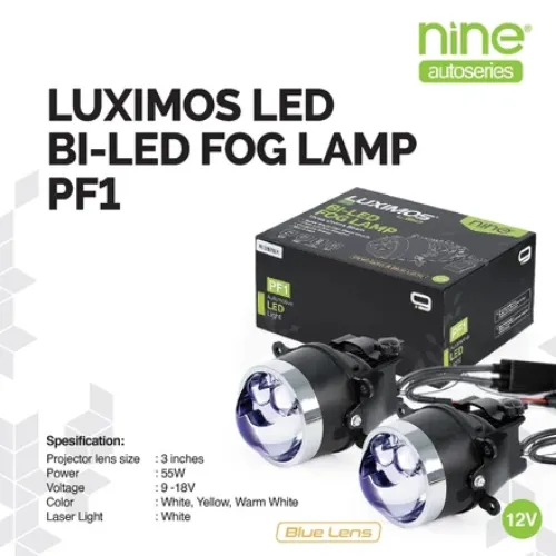 LUXIMOS Foglamp Biled Projector Double Laser 110W Super Terang 3 WarnaTembus Kabut Hujan 3 Inch PF1