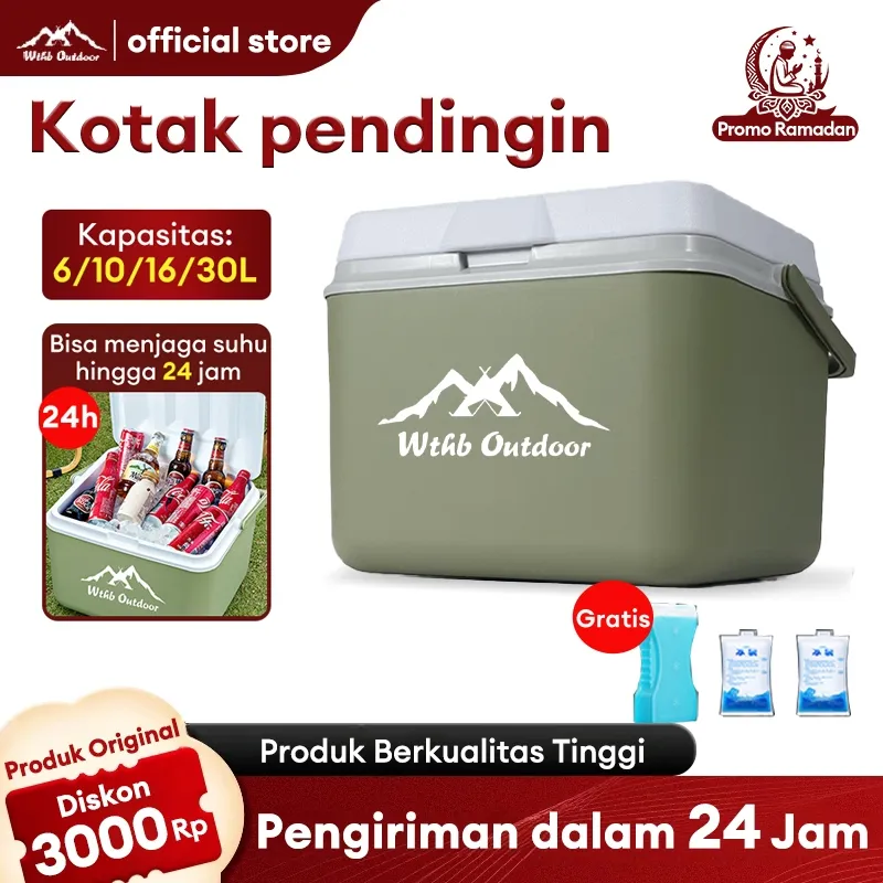 WTHB Outdoor Cooler Box Pendingin Kotak Beku Tetap Segar Wadah Serba Guna Tempat Penyimpanan Es Container Box Es