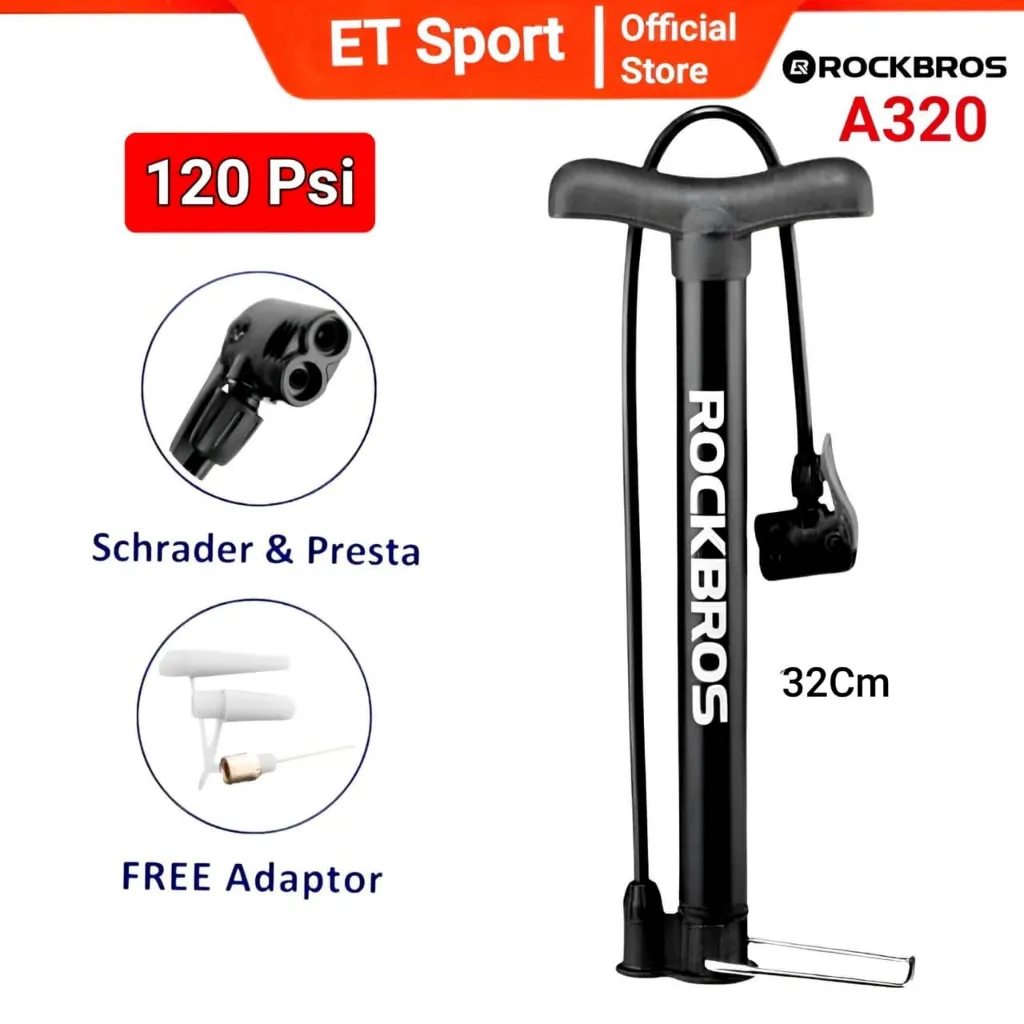 ROCKBROS Pompa Ban Sepeda Motor Bola A320 120 psi Alluminuim Bike Air Portable