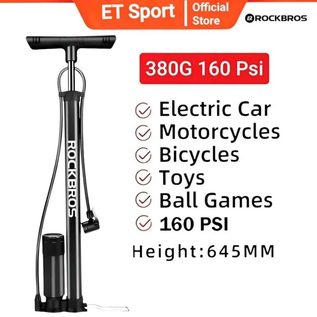 ROCKBROS Pompa Ban Motor Sepeda Road Bike Mtb Lipat Bicycle Pump Bola Air AV FV 380G 160 Psi