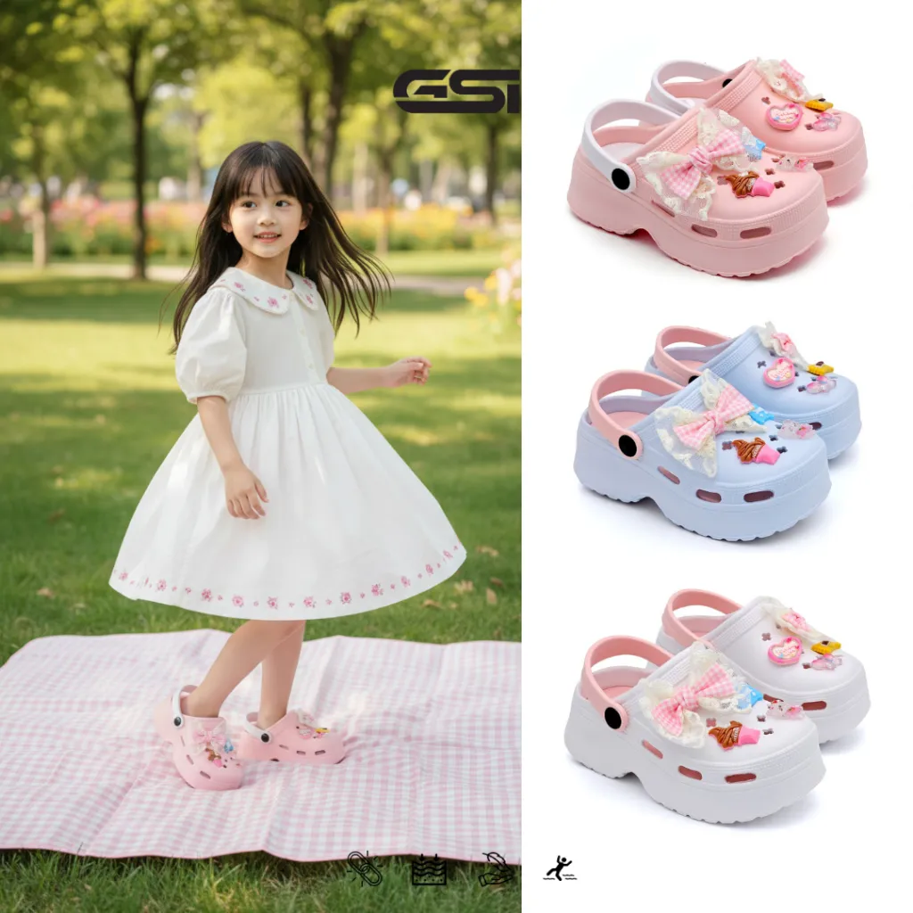 GSI Shoes Kids - Sandal Anak Perempuan Baim Fuji Tebal Bahan Karet EVA Premium Antislip Elastis dan Ringan Nyaman dipakai Sehari-hari