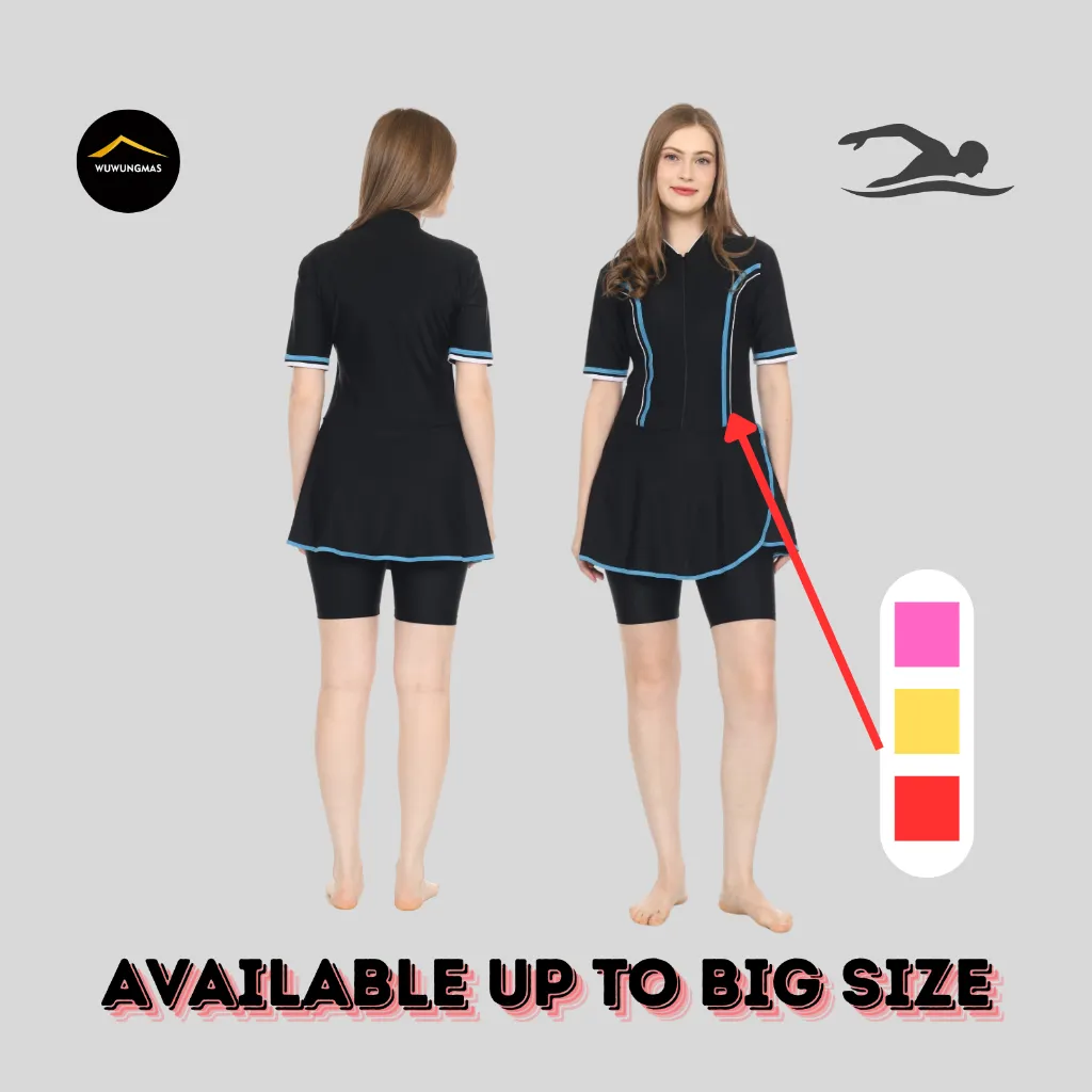 WUWUNGMAS - Baju Renang Wanita Rok Diving Remaja Sampai Dewasa Big Size Lembut Elastis
