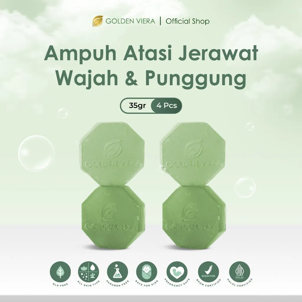 Golden Viera - Sabun Jerawat Wajah & Punggung - 4 pcs - @35 gram
