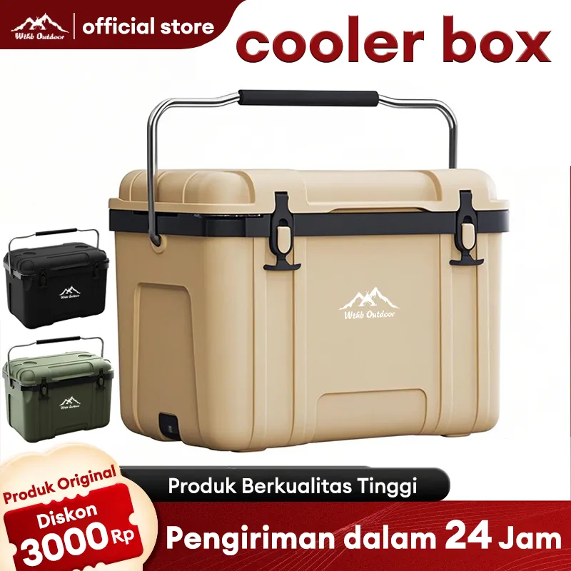 WTHB Outdoor Cooler Box 40L pendingin box es batu tahan lama Box Es Container Pendingin Kotak Beku Tetap Segar Penyimpanan