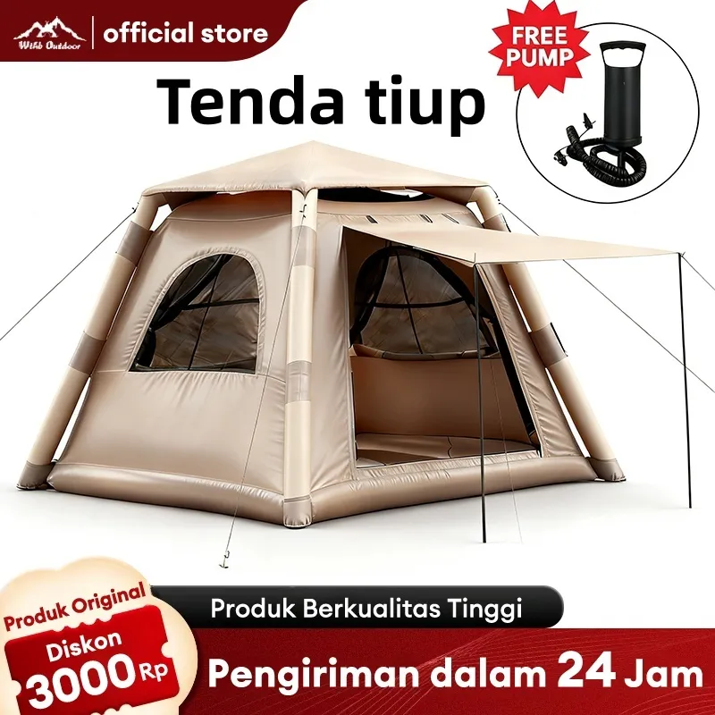 WTHB Outdoor Tenda tiup otomatis 2-4 orang tenda Pompa camping Lipat Tenda Camping Tiup Tiup Udara Tahan Air