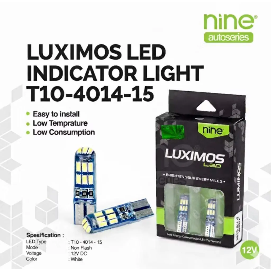 LUXIMOS Lampu Sein Senja Plat T10 Jelly 15 Mata LED Kota Seri Super Terang PNP Motor Mobil - 4014