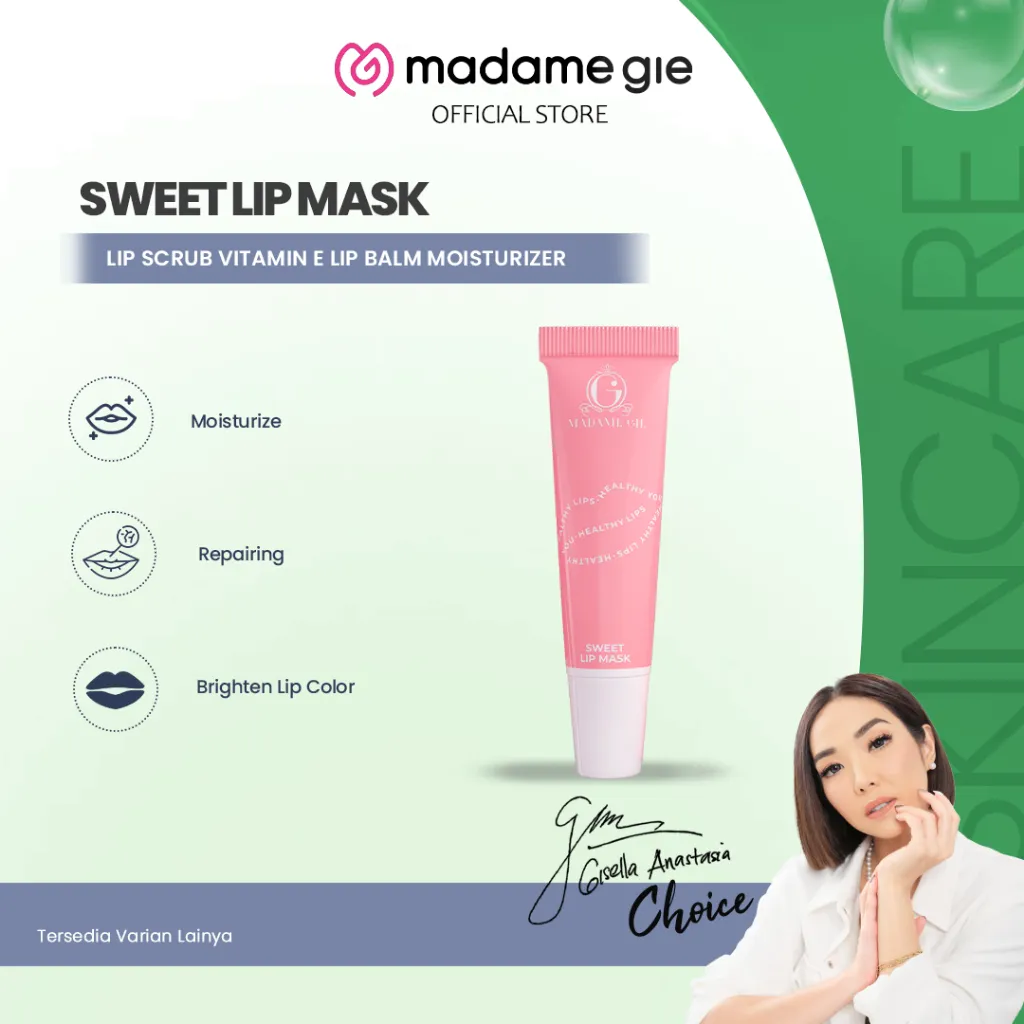 [NEW] MADAME GIE Sweet Lip Mask - Lip 2in1 Lip Mask and Gentle Scrub | Natural exfoliant | Hydrating and Moisture-lock | GLAM GIRL OFFICIAL