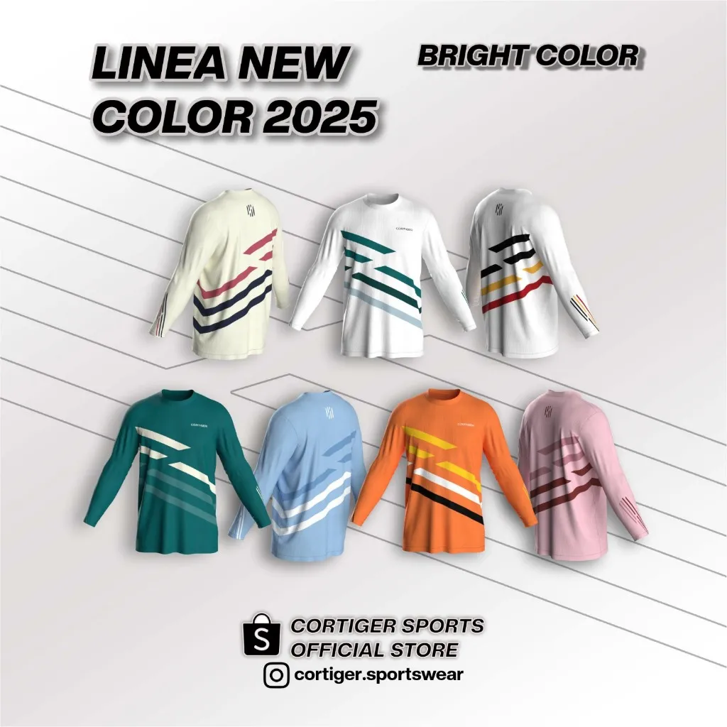 Cortiger Linea Series New Color 2025 - Jersey Running Pria / Kaos Olahraga Lengan Panjang Pria / Baju Olahraga Lengan Panjang Pria / Jersey Premium Pria - Bright Color/Warna Terang