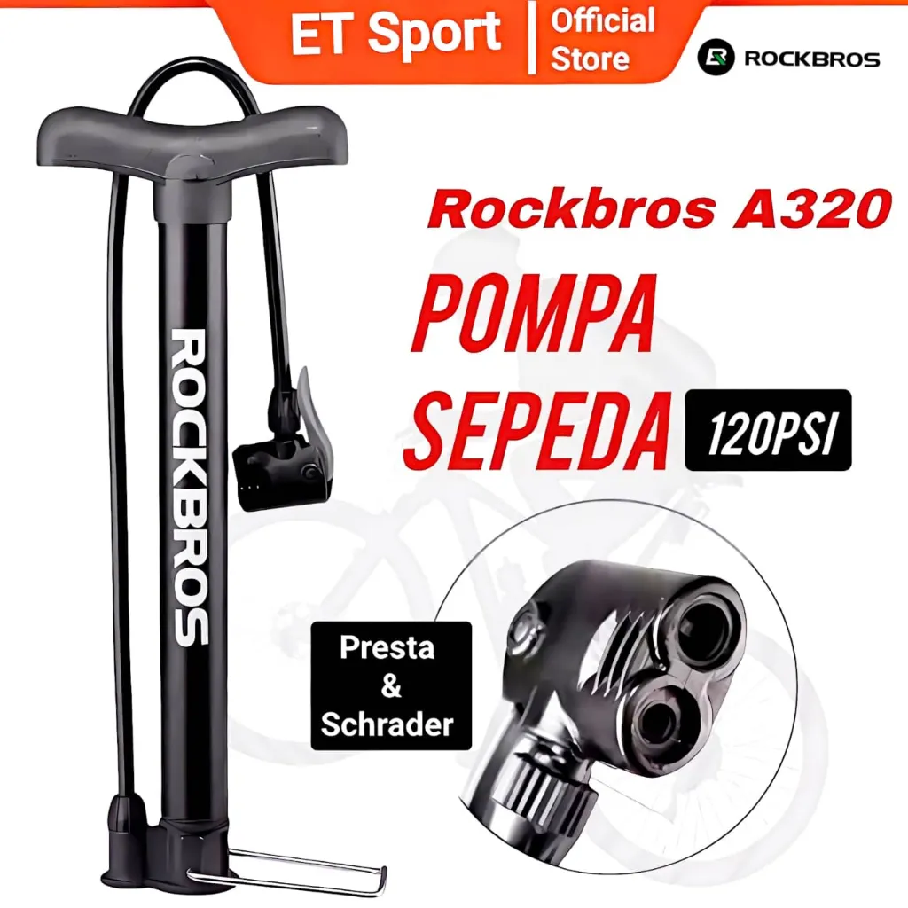 ROCKBROS Pompa Ban Sepeda Motor Bola A320 Bike Air Pump Alluminuim 120 psi