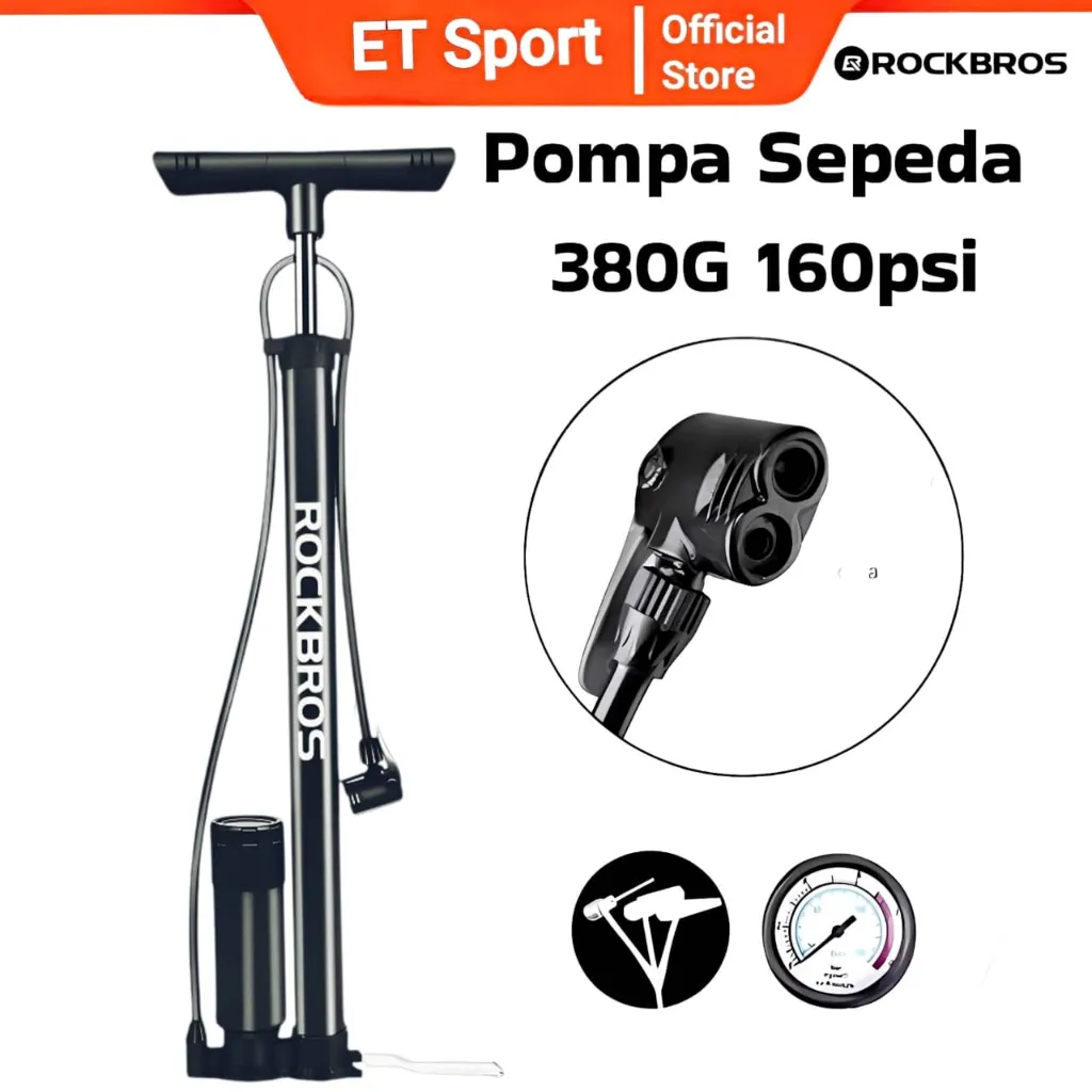 ROCKBROS Pompa Ban Sepeda Motor Bicycle Pump Bola 380G 160 Psi Air AV FV Road Bike Mtb Lipat
