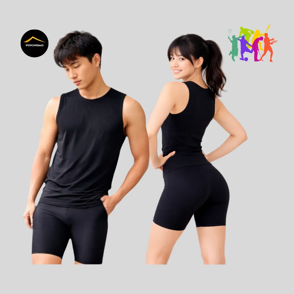 WUWUNGMAS - Legging Lejing pendek Spandex Lycra Premium Olahraga Badminton Padel Pilates Gym Yoga Jogging