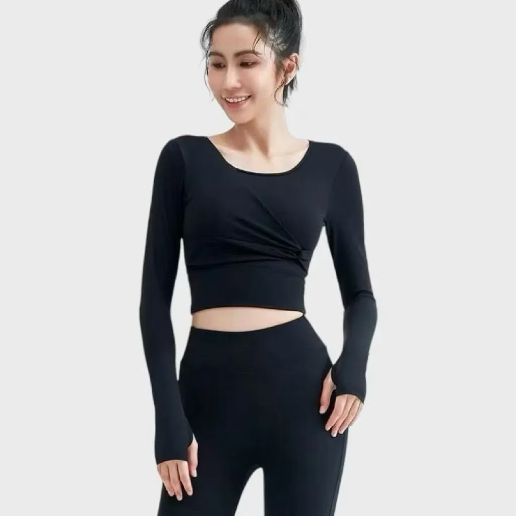 Baju Olahraga Wanita Lenagan Panjang Atasan Sport Gym Senam BP-K