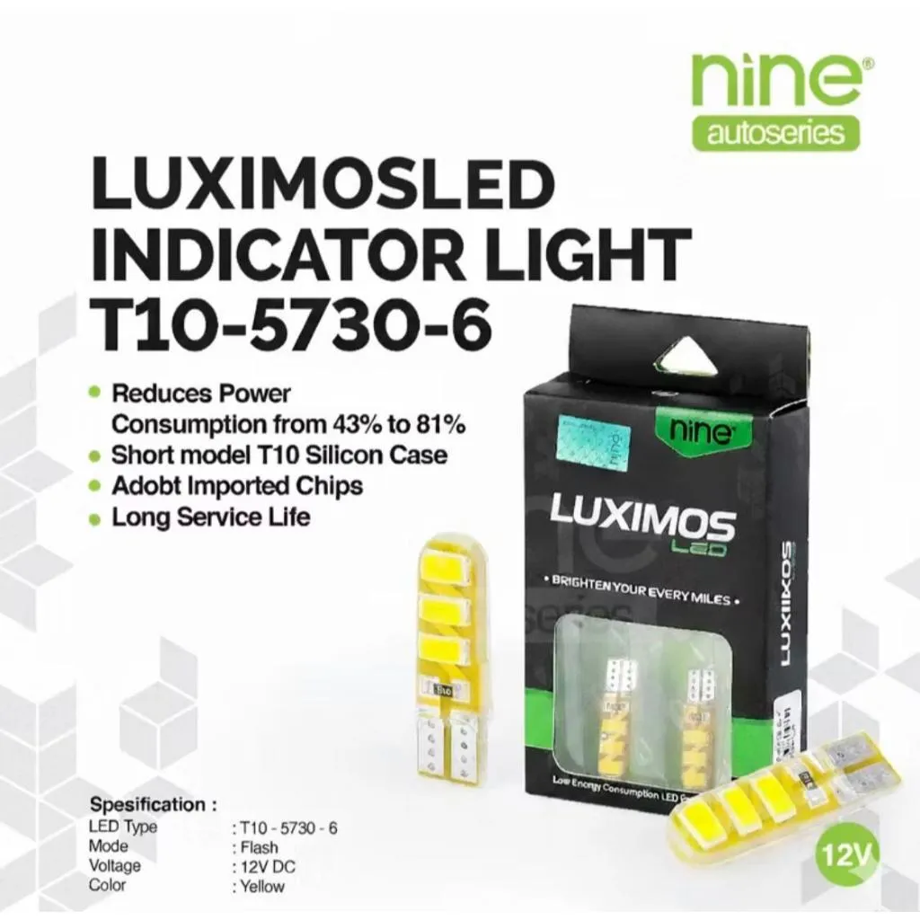LUXIMOS Lampu Senja Sein Jelly LED T10 Kedip/Standby Kota Seri 6 Mata Super Terang Universal - 5730
