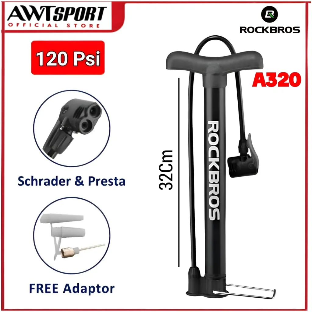 ROCKBROS Pompa Ban Sepeda Motor Mobil Bola Basket Portable A320 120 Psi