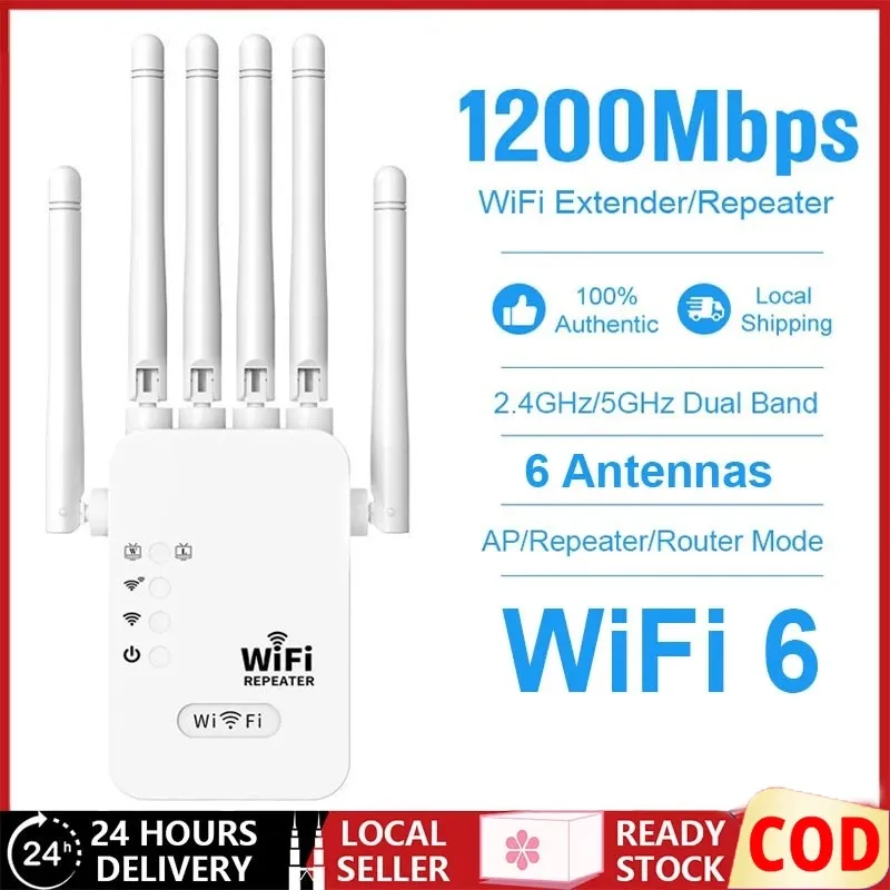 REPEATER WIFI - 4/6 Antena WiFi Range 1200Mbps Extender/Wireless Repeater/Wifi Extender - Signal Range Extender