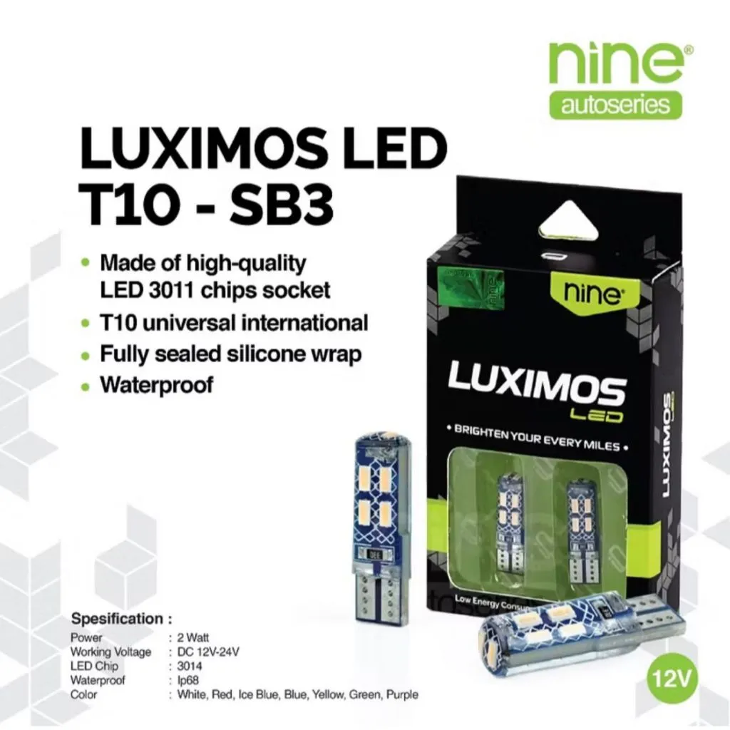 (2PCS) T10 Lampu Sein Senja LED Jelly Kota Sen PNP Kabin Plat Motor Mobil Super Terang SB3 - LUXIMOS