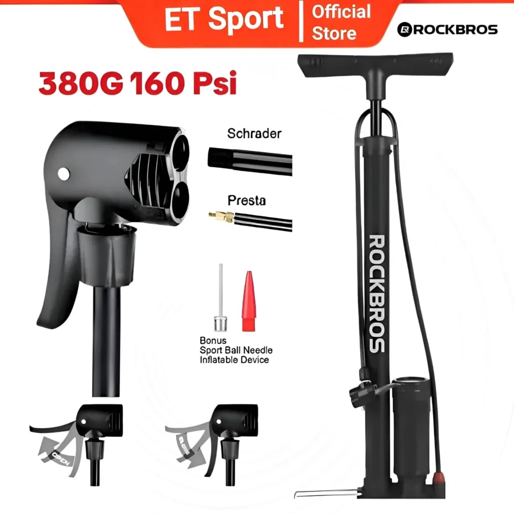 ROCKBROS Pompa Ban Motor Sepeda Bola Air AV FV Road Bike Mtb Lipat Bicycle Pump 380G 160 Psi