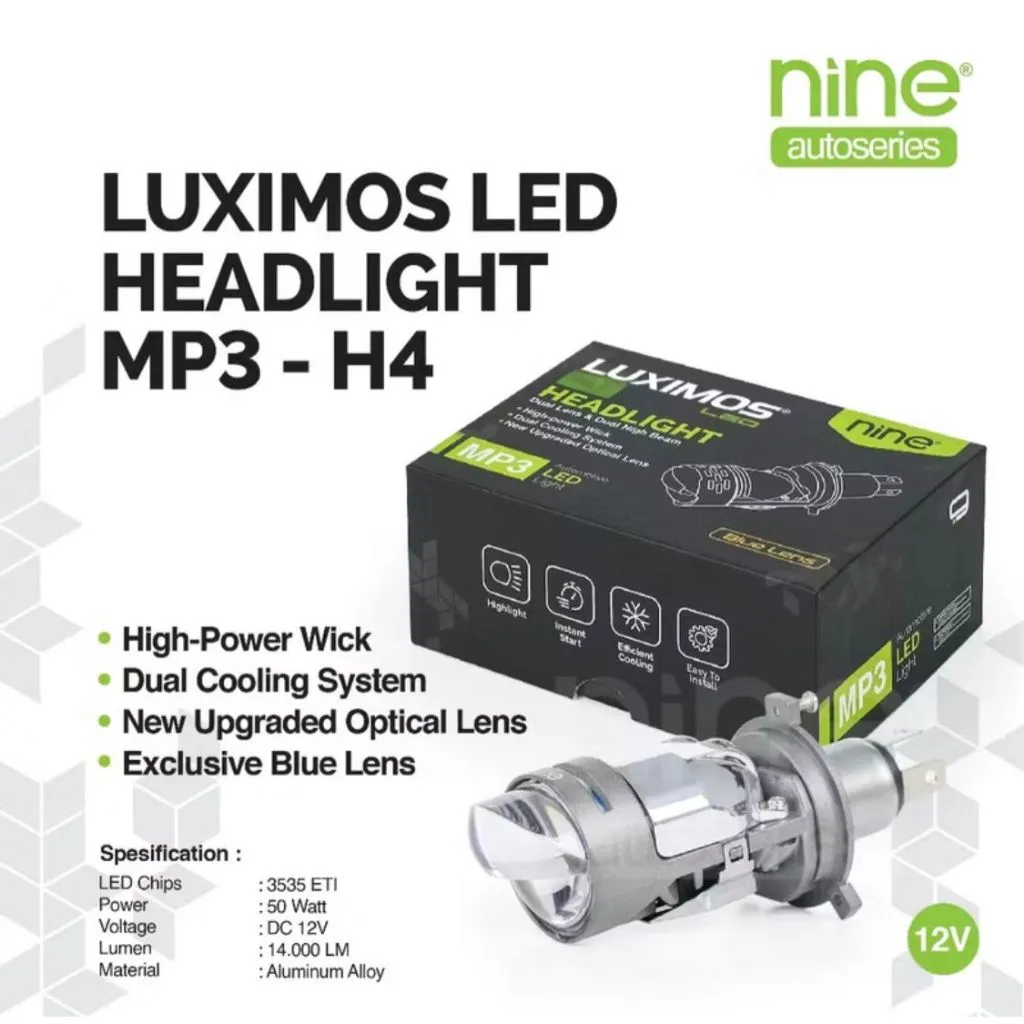 LUXIMOS Lampu Depan Mobil Motor Cutoff Kipas Projector  Mini Biled Projie 50W H4 MP3 - AUTOSBY