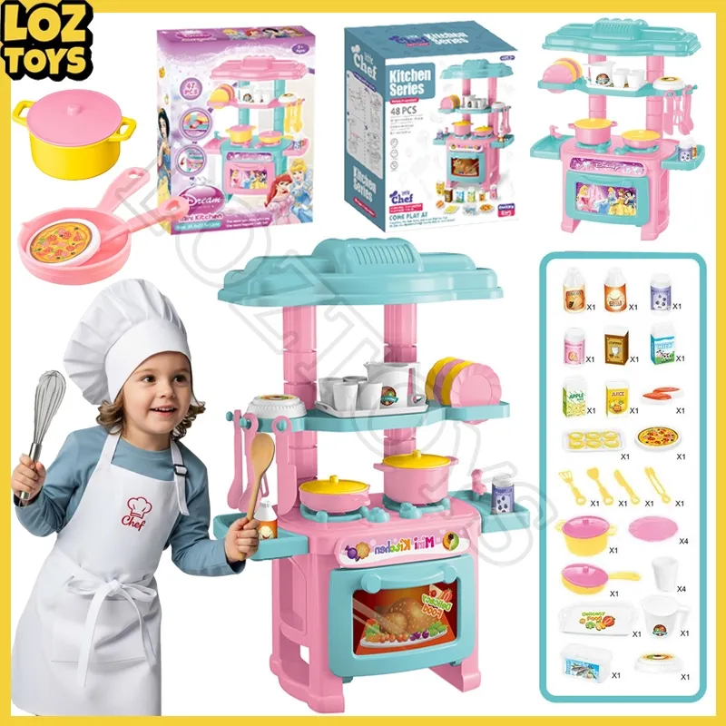 LOZTOYS 47 PCS Mainan Dapur Anak Kitchen Set | Mainan Anak Perempuan Cooking Set | Masakan Kitchen Toys