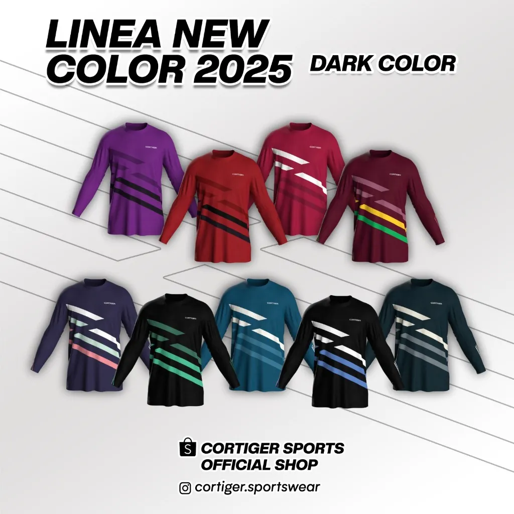 Cortiger Linea Series New Color 2025 - Jersey Running Wanita/ Kaos Olahraga Lengan Panjang Wanita / Baju Olahraga Lengan Panjang Wanita Dark Color / Warna Gelap