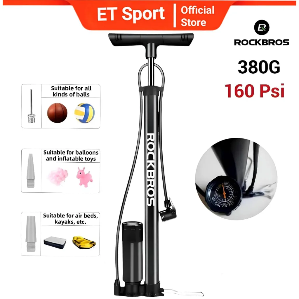 ROCKBROS Pompa Angin Ban Sepeda Motor Bola Air Pump 380G 160 Psi Mtb Seli