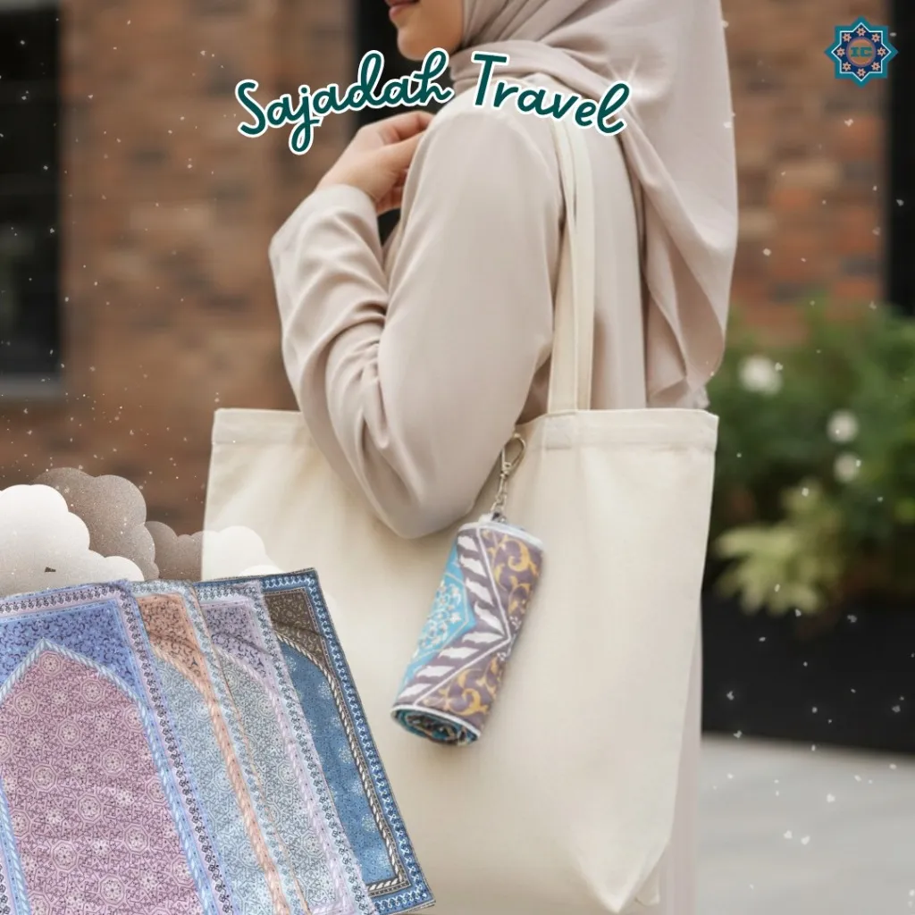 IC - Sajadah Travel Anti-Slip Sajadah Roll Gulung Genggam Souvenir Hampers Travel Arbain Arabian
