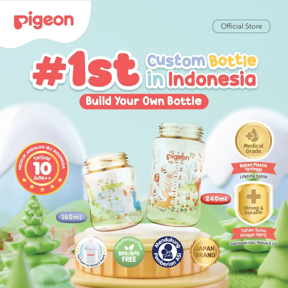 Pigeon BYOB Botol PPSU Wide Neck | Pilih Variasi | Original Asli |  Botol Susu Bayi | Botol Susu Newborn | Medical Grade | Tahan Hingga Suhu 180 C | Anti Kolik | Belum Termasuk Nipple | BPA BPS FREE | Pilih Ukuran