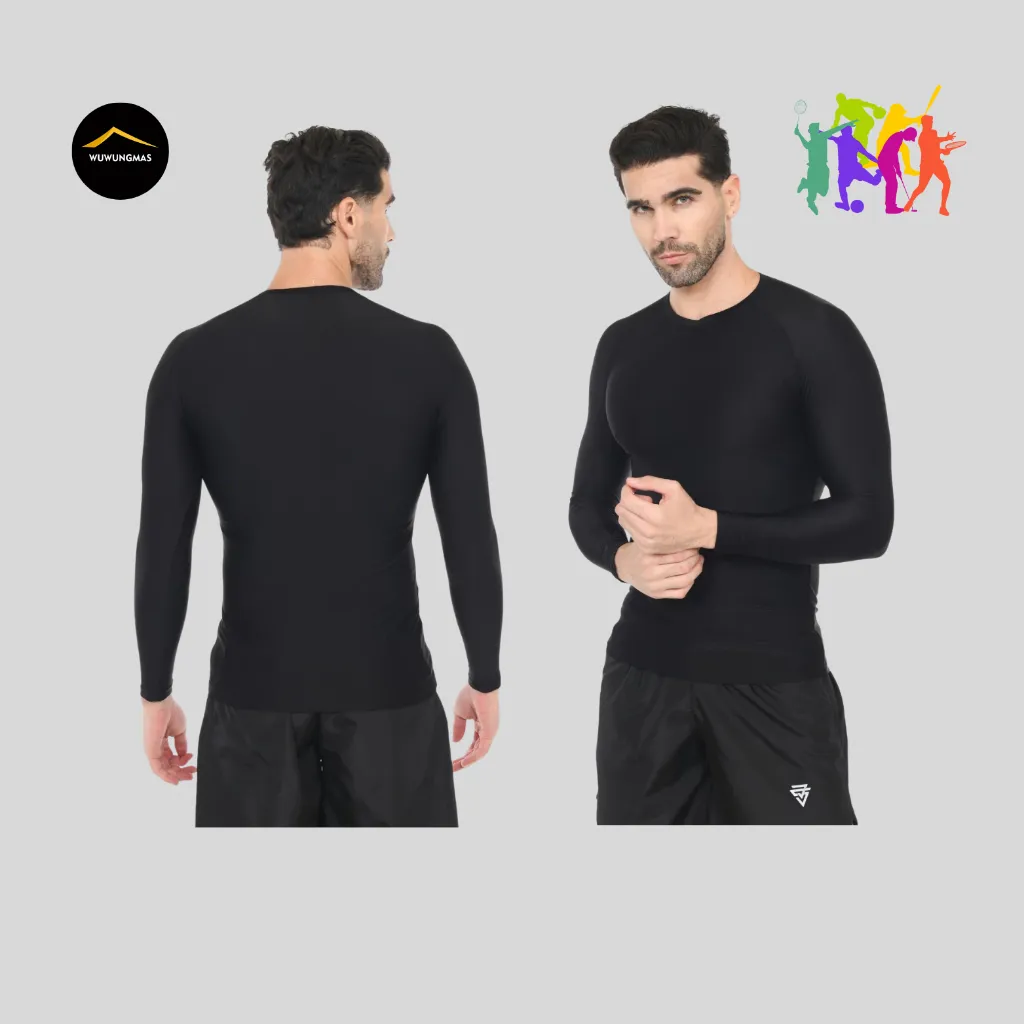 WUWUNGMAS - Baselayer Men Soft Stretch Outdoor Camping Hiking Trekking Adventure Sport Running Gym Padel