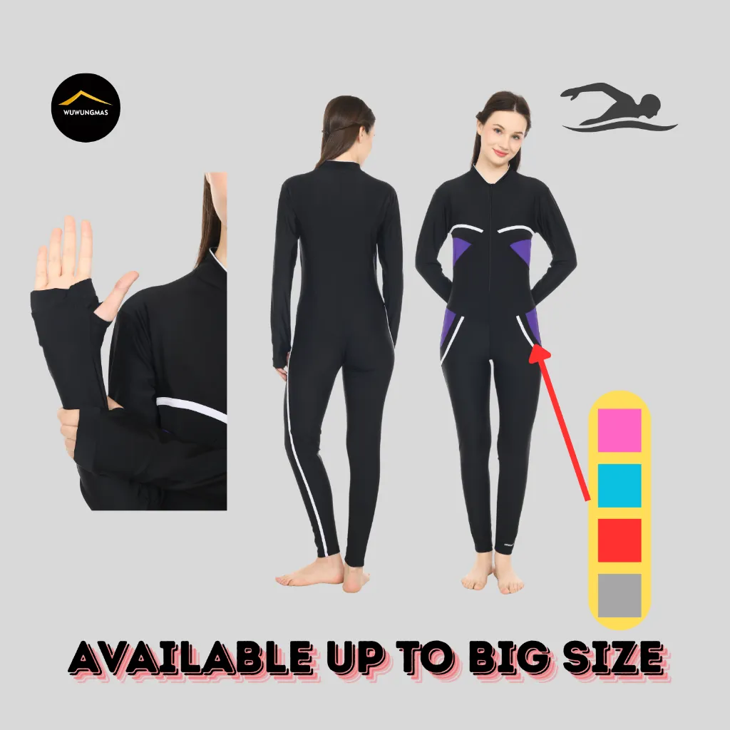 WUWUNGMAS - BAJU RENANG DIVING WANITA PREMIUM REMAJA SAMPAI DEWASA BIG SIZE WETSUIT SPANDEX LYCRA