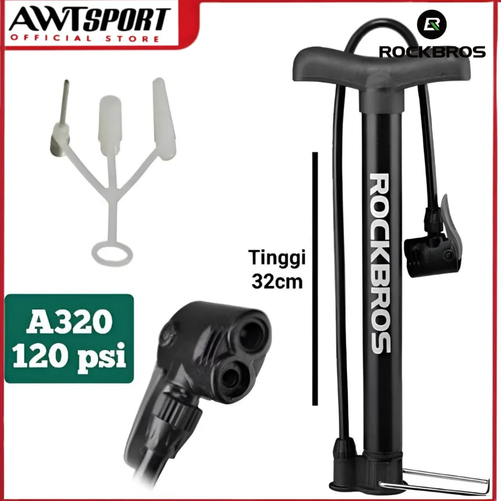 ROCKBROS Pompa Ban Sepeda Motor Bola A320 120 psi Alluminuim Bike Air Pump Portable