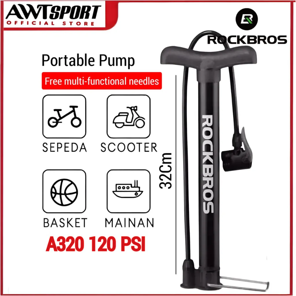 ROCKBROS Pompa Ban Sepeda Motor A320 Bike Pump 120 psi Aluminum Alloy Portable Bike Pump