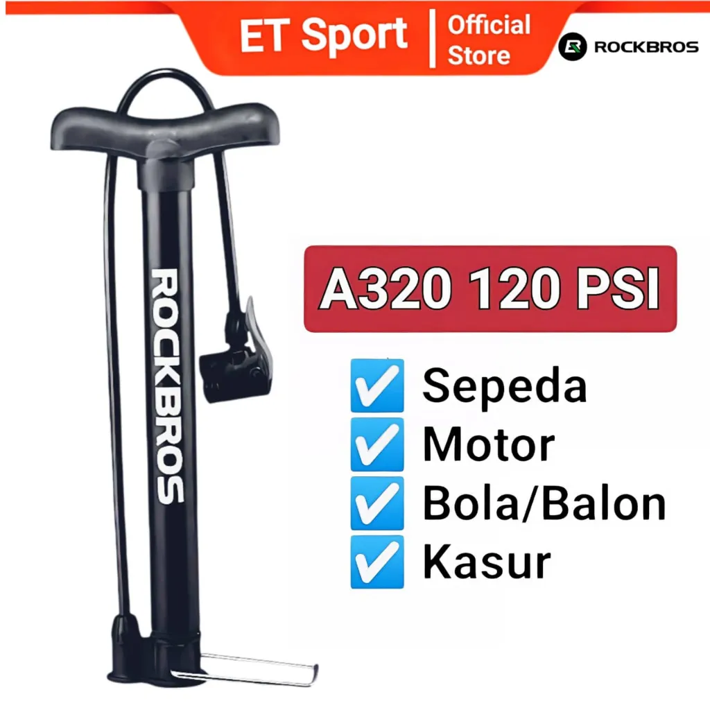 ROCKBROS Pompa Bola Ban Sepeda Motor A320 120 psi Bike Air Pump Portable Alluminuim
