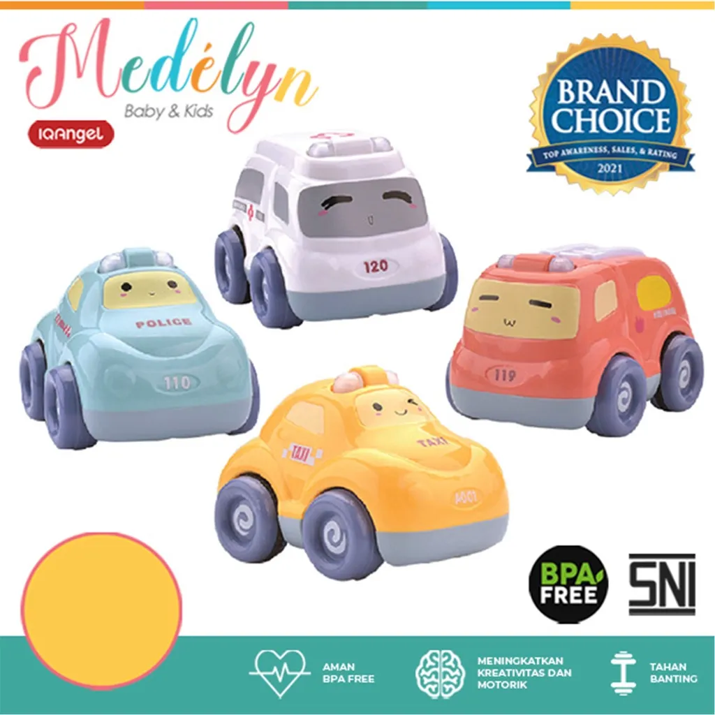 [Free Baterai] IQ Angel Mainan Mobil Mobilan Dengan Lampu & Suara / Mainan Motorik Bayi Edukasi Anak