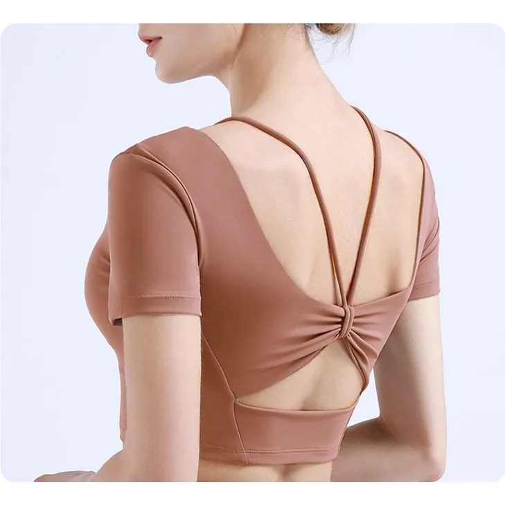 INSPORT - Baju Crop Top Olahraga Yoga Sport Senam Pilates Zumba Short Sleeve Wanita 560