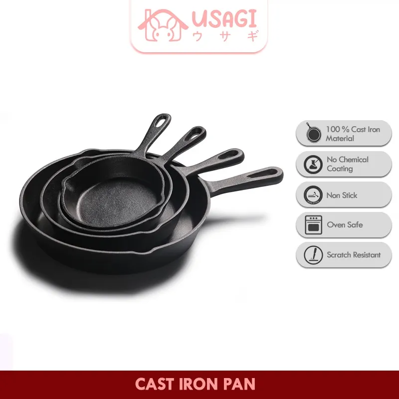 Usagi Cast Iron Pan / Fry Pan Skillet / Wajan Besi / Penggorengan Cast Iron / Alat Masak Wajan