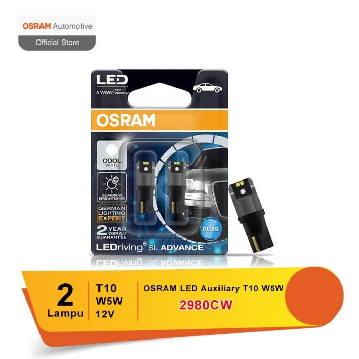 OSRAM Lampu Led Senja T10 W5W Auxiliary 2980CW - 6000K