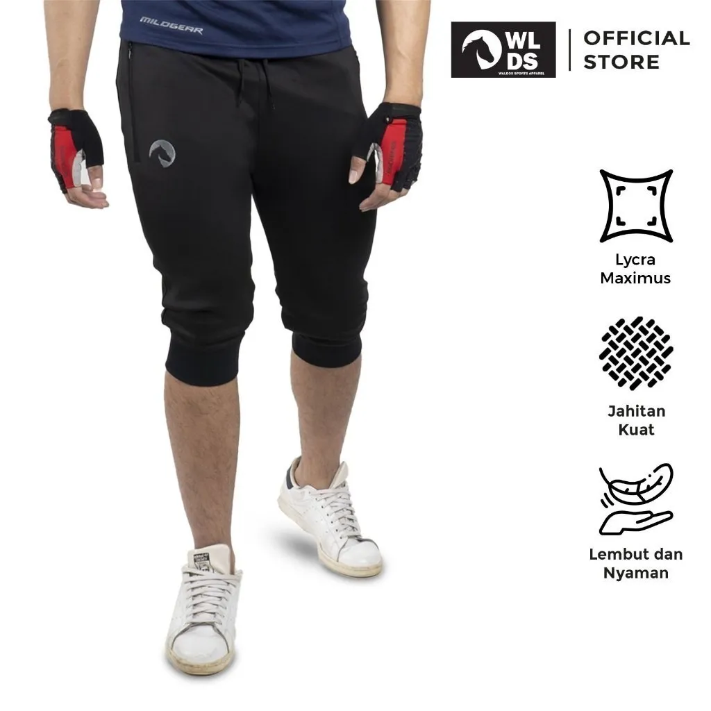 WLDS WALDOS Celana Jogger Pria S-XL 3 Per 4 Zipper Half Pants Bold Maximus